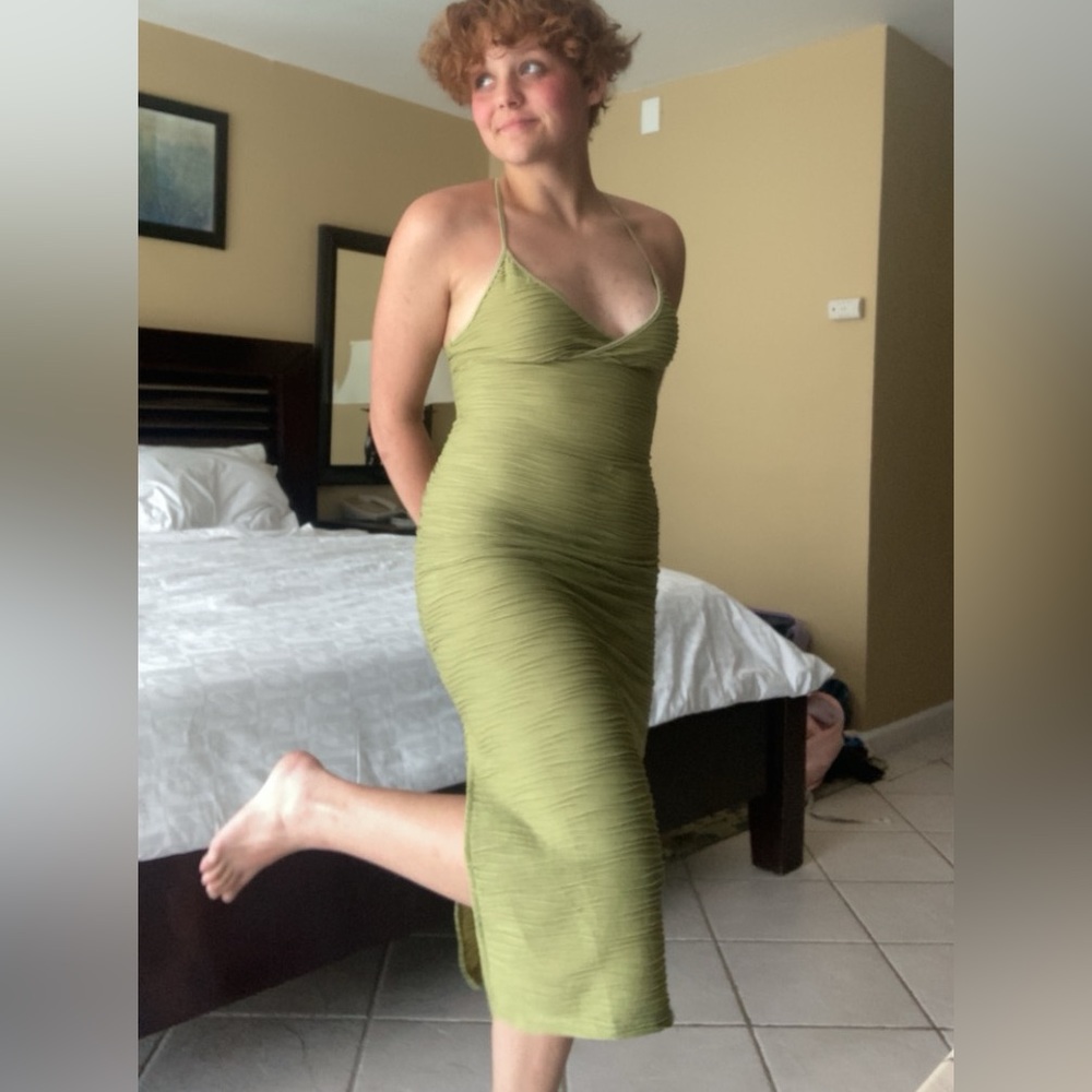 Sage Green Halter Maxi Dress